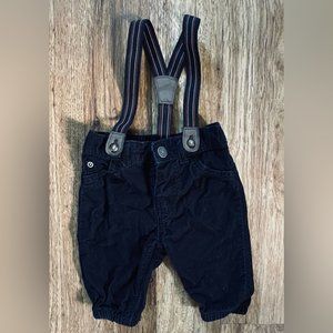 Boys 3 Month Black Suspender Pants